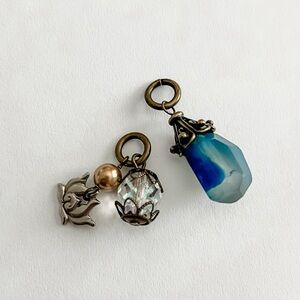 Lenny & Eva lotus charm and blue stone charm for bracelet